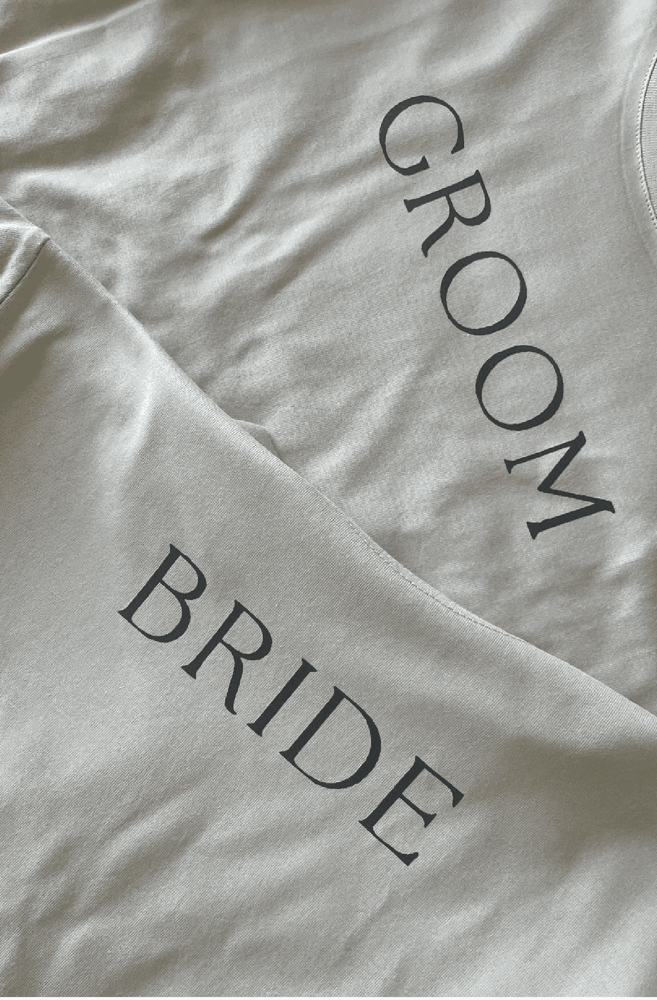 Bride and Groom t-shirts in a Khaki or Beige colour