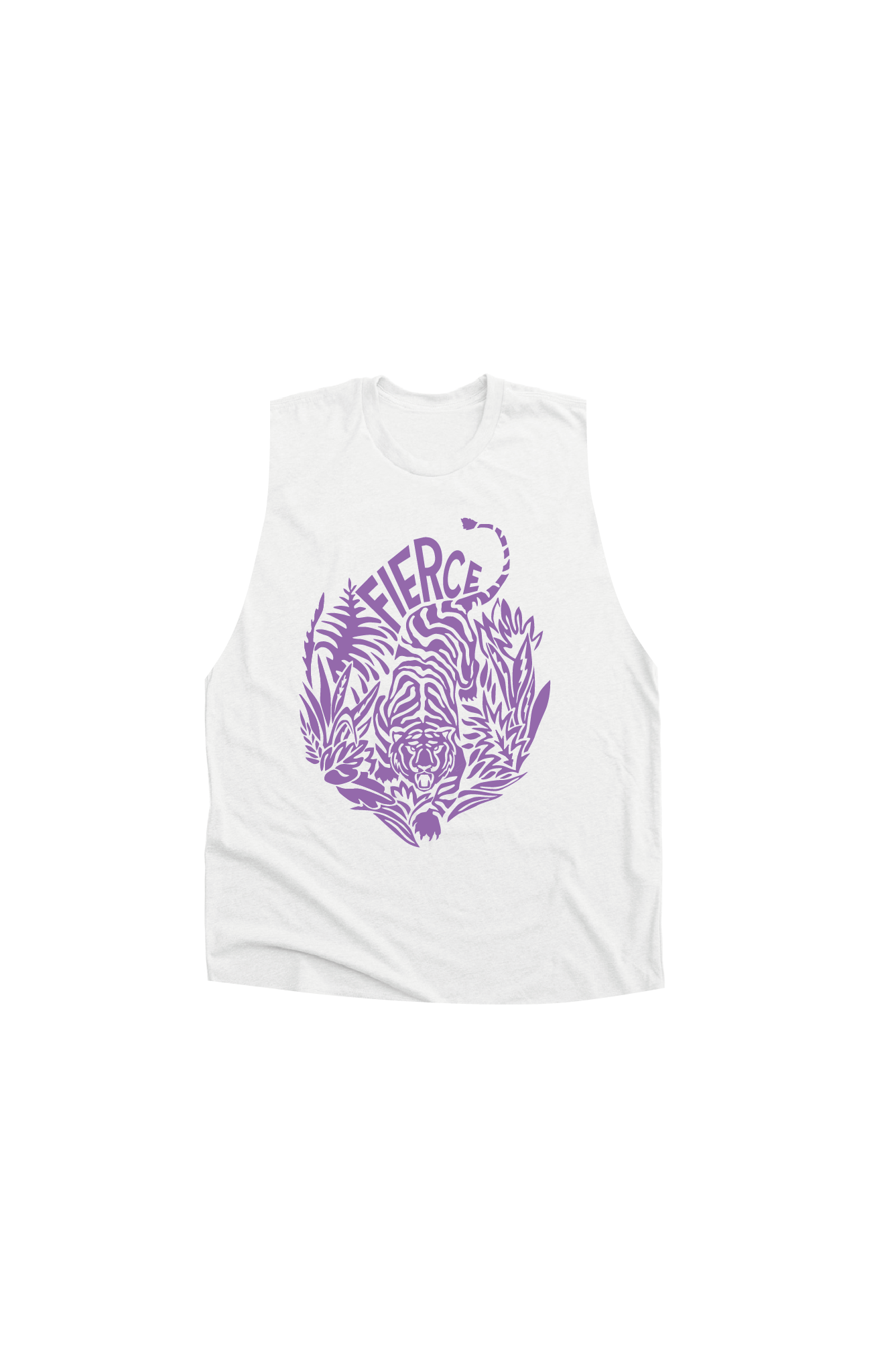 White tank top with tiger print in lilac