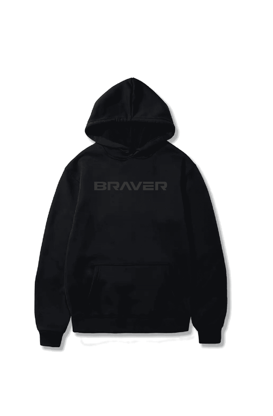 Black hoody with braver text in grey