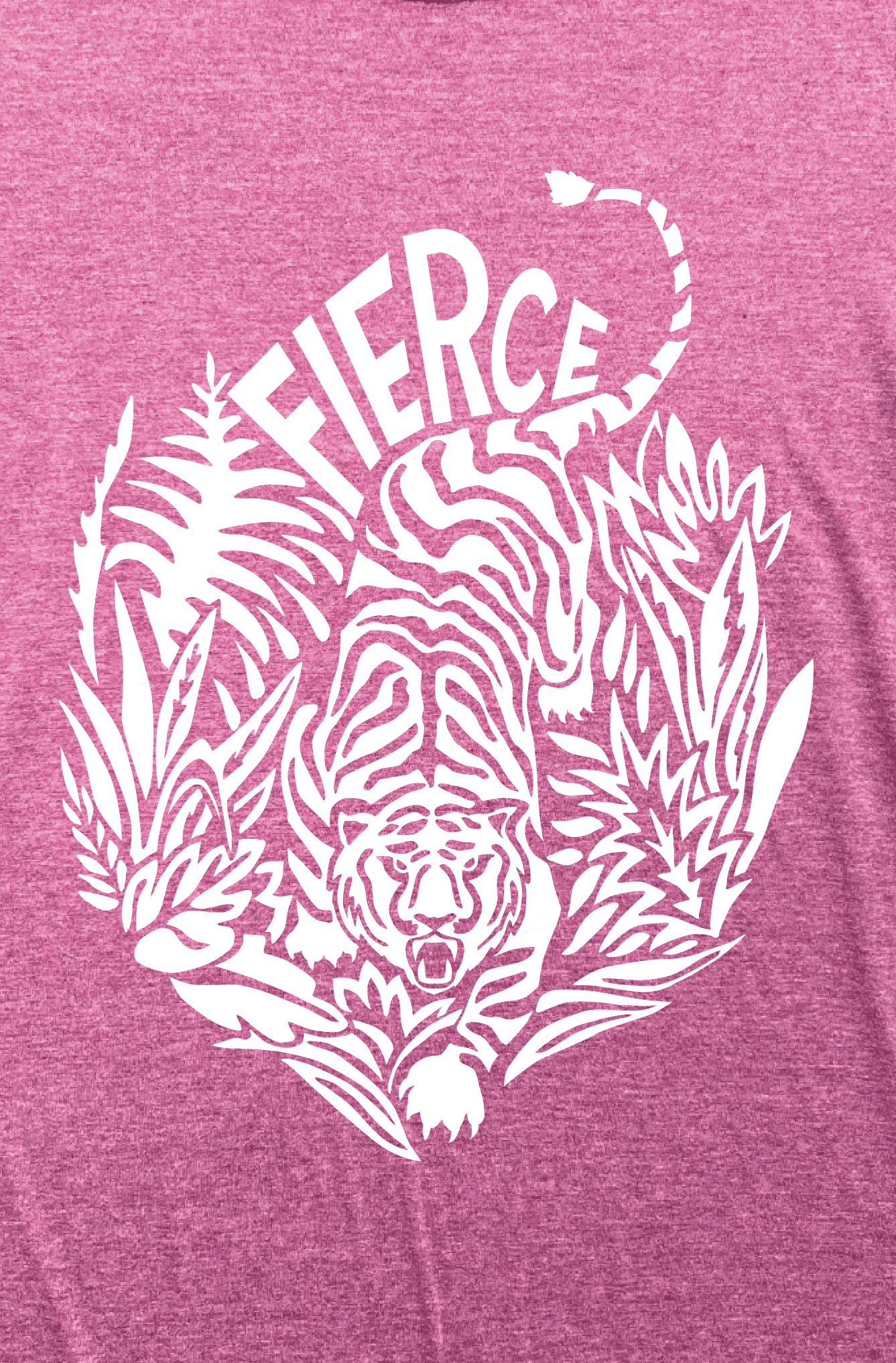 Graphic of a tiger in a white print on a maroon melange shirt